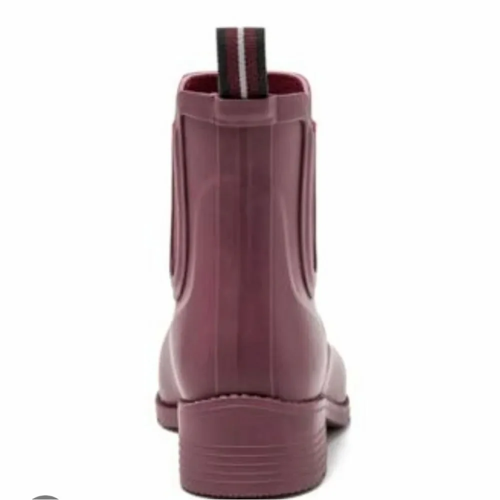 Lands End Royal Burgundy Pull On Heeled Chelsea Rain Booties 10 41.5